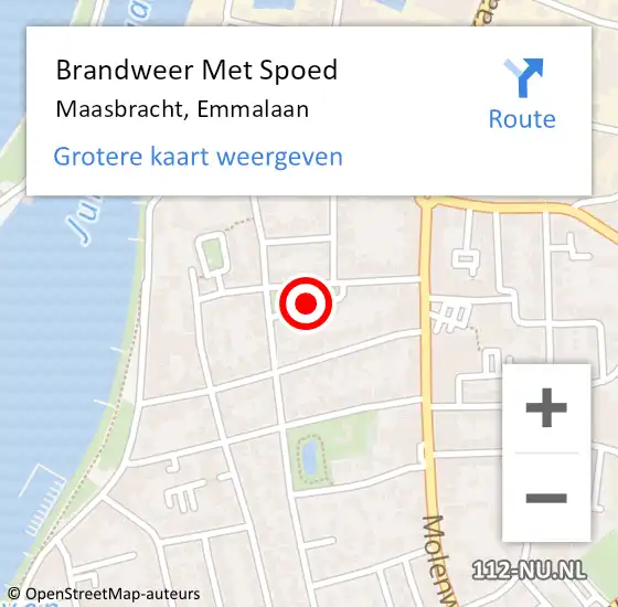 Locatie op kaart van de 112 melding: Brandweer Met Spoed Naar Maasbracht, Emmalaan op 2 maart 2020 16:08