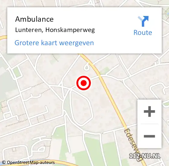 Locatie op kaart van de 112 melding: Ambulance Lunteren, Honskamperweg op 2 maart 2020 17:19