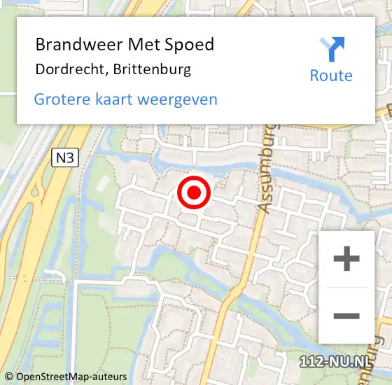 Locatie op kaart van de 112 melding: Brandweer Met Spoed Naar Dordrecht, Brittenburg op 2 maart 2020 17:27