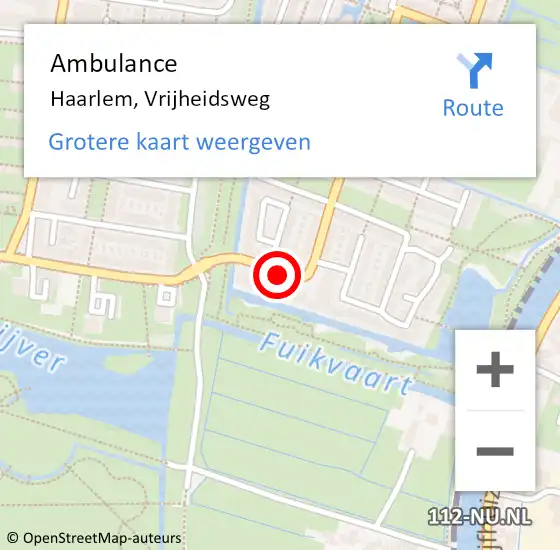 Locatie op kaart van de 112 melding: Ambulance Haarlem, Vrijheidsweg op 2 maart 2020 20:36