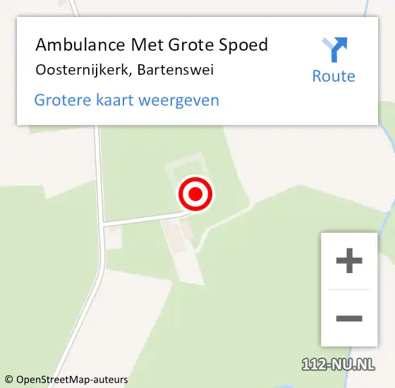 Locatie op kaart van de 112 melding: Ambulance Met Grote Spoed Naar Oosternijkerk, Bartenswei op 30 september 2013 13:52