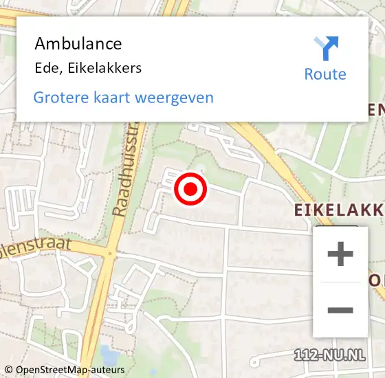 Locatie op kaart van de 112 melding: Ambulance Ede, Eikelakkers op 3 maart 2020 15:37