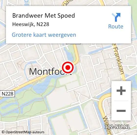 Locatie op kaart van de 112 melding: Brandweer Met Spoed Naar Heeswijk, N228 op 3 maart 2020 17:14