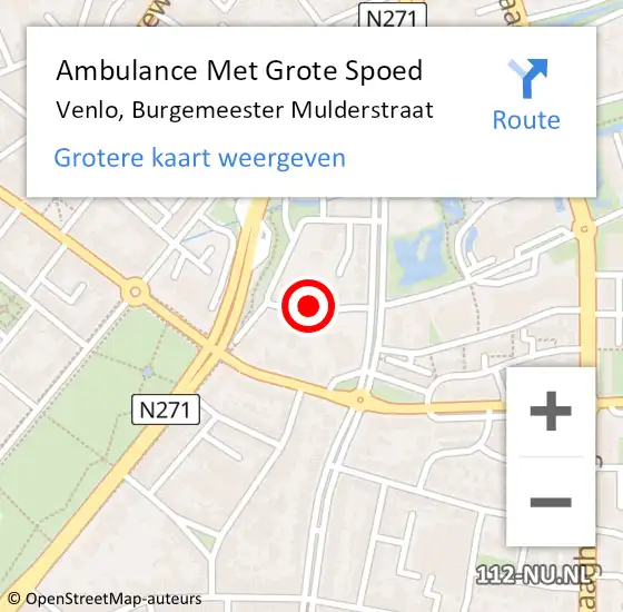 Locatie op kaart van de 112 melding: Ambulance Met Grote Spoed Naar Venlo, Burgemeester Mulderstraat op 3 maart 2020 19:34