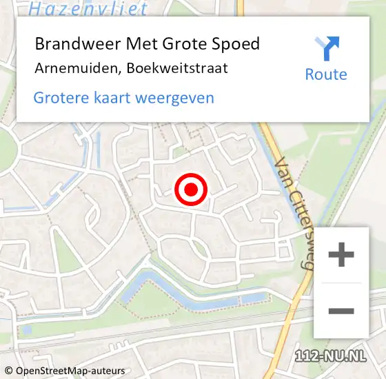 Locatie op kaart van de 112 melding: Brandweer Met Grote Spoed Naar Arnemuiden, Boekweitstraat op 3 maart 2020 19:46