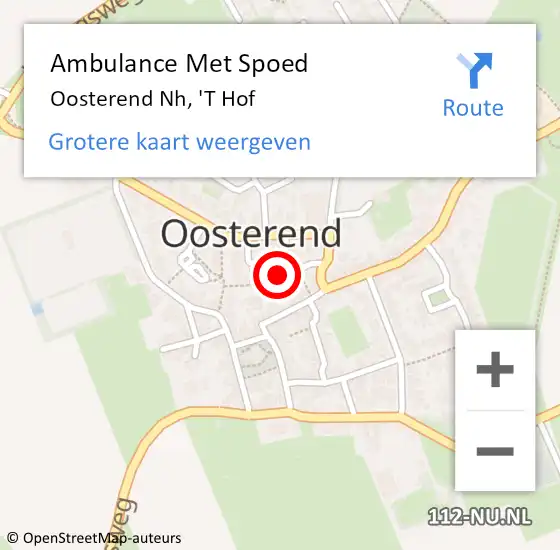 Locatie op kaart van de 112 melding: Ambulance Met Spoed Naar Oosterend Nh, 'T Hof op 4 maart 2020 06:13
