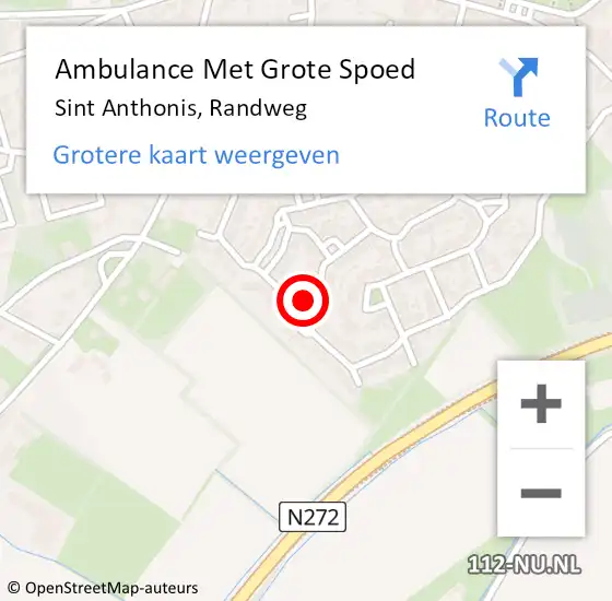 Locatie op kaart van de 112 melding: Ambulance Met Grote Spoed Naar Sint Anthonis, Randweg op 4 maart 2020 11:32