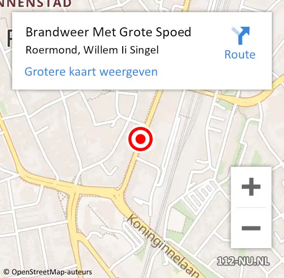 Locatie op kaart van de 112 melding: Brandweer Met Grote Spoed Naar Roermond, Willem Ii Singel op 4 maart 2020 12:55