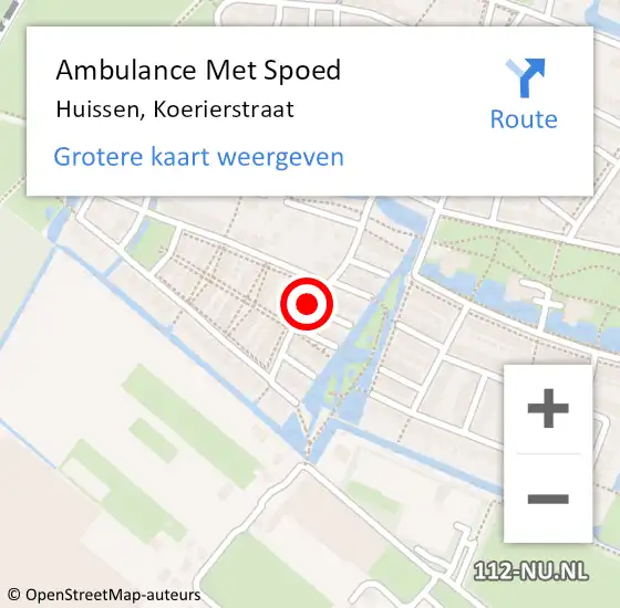 Locatie op kaart van de 112 melding: Ambulance Met Spoed Naar Huissen, Koerierstraat op 4 maart 2020 15:00
