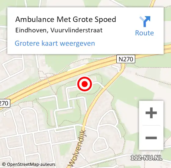 Locatie op kaart van de 112 melding: Ambulance Met Grote Spoed Naar Eindhoven, Vuurvlinderstraat op 4 maart 2020 16:07