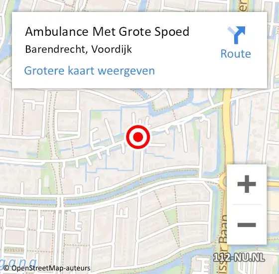 Locatie op kaart van de 112 melding: Ambulance Met Grote Spoed Naar Barendrecht, Voordijk op 4 maart 2020 19:41