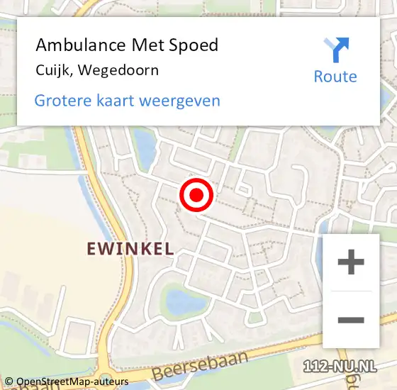 Locatie op kaart van de 112 melding: Ambulance Met Spoed Naar Cuijk, Wegedoorn op 5 maart 2020 09:48