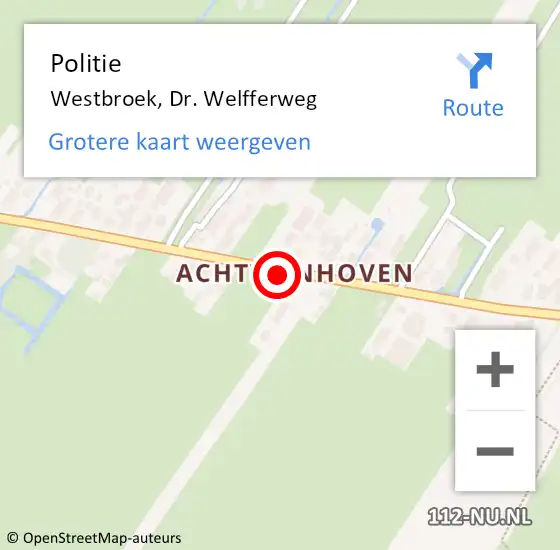Locatie op kaart van de 112 melding: Politie Westbroek, Dr. Welfferweg op 5 maart 2020 16:25