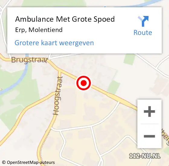 Locatie op kaart van de 112 melding: Ambulance Met Grote Spoed Naar Erp, Molentiend op 5 maart 2020 21:20