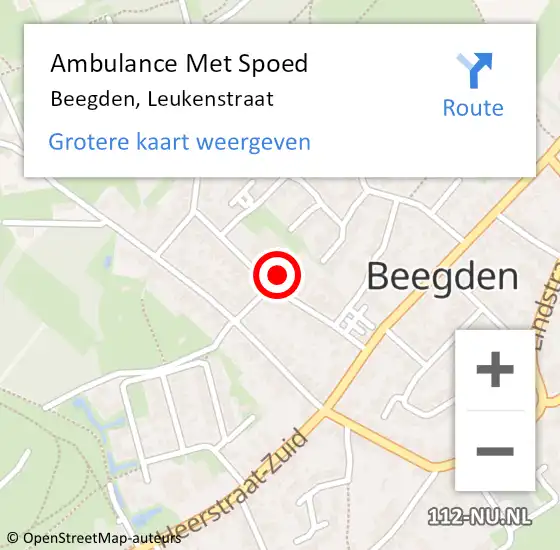 Locatie op kaart van de 112 melding: Ambulance Met Spoed Naar Beegden, Leukenstraat op 6 maart 2020 09:35
