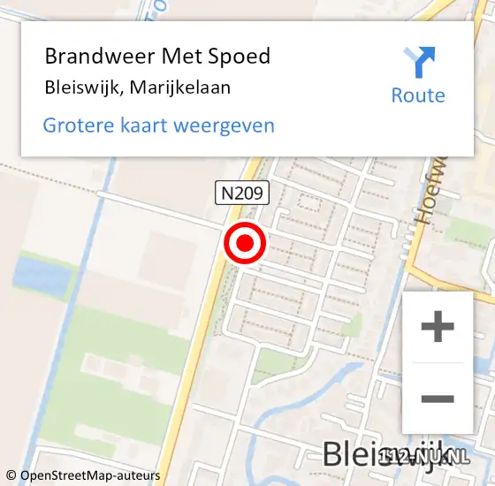 Locatie op kaart van de 112 melding: Brandweer Met Spoed Naar Bleiswijk, Marijkelaan op 6 maart 2020 10:08