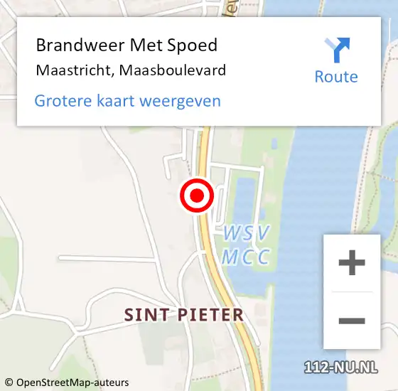 Locatie op kaart van de 112 melding: Brandweer Met Spoed Naar Maastricht, Maasboulevard op 6 maart 2020 10:16