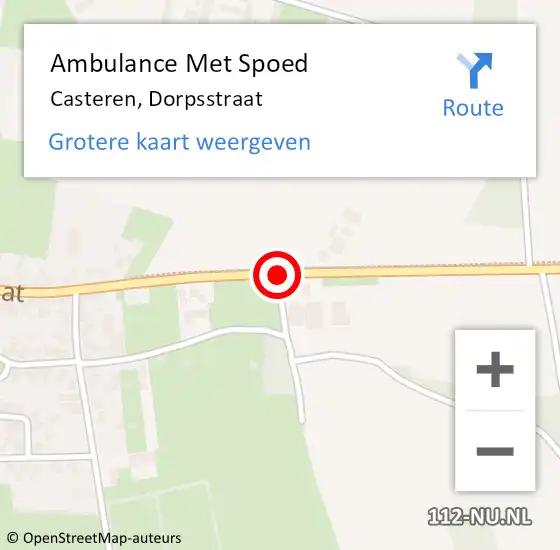 Locatie op kaart van de 112 melding: Ambulance Met Spoed Naar Casteren, Dorpsstraat op 6 maart 2020 11:46