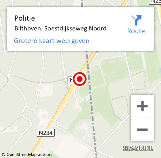 Locatie op kaart van de 112 melding: Politie Bilthoven, Soestdijkseweg Noord op 7 maart 2020 11:28