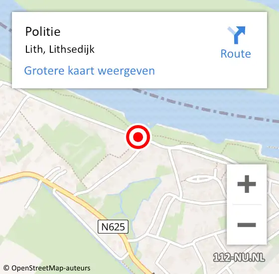 Locatie op kaart van de 112 melding: Politie Lith, Lithsedijk op 7 maart 2020 14:50