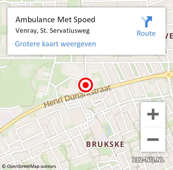 Locatie op kaart van de 112 melding: Ambulance Met Spoed Naar Venray, St. Servatiusweg op 7 maart 2020 20:45