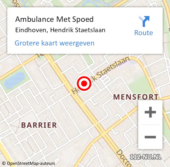 Locatie op kaart van de 112 melding: Ambulance Met Spoed Naar Eindhoven, Hendrik Staetslaan op 8 maart 2020 09:56