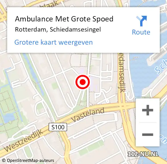 Locatie op kaart van de 112 melding: Ambulance Met Grote Spoed Naar Rotterdam, Schiedamsesingel op 8 maart 2020 10:28
