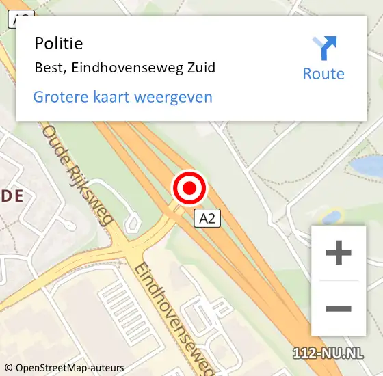 Locatie op kaart van de 112 melding: Politie Best, Eindhovenseweg Zuid op 8 maart 2020 12:49