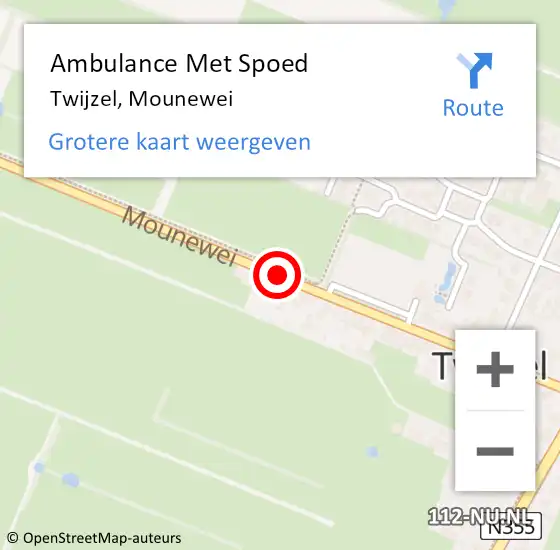Locatie op kaart van de 112 melding: Ambulance Met Spoed Naar Twijzel, Mounewei op 8 maart 2020 14:31