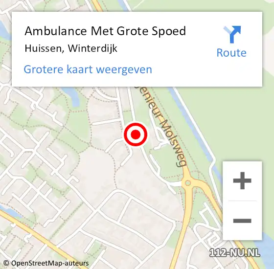 Locatie op kaart van de 112 melding: Ambulance Met Grote Spoed Naar Huissen, Winterdijk op 8 maart 2020 23:52