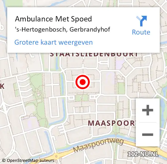 Locatie op kaart van de 112 melding: Ambulance Met Spoed Naar 's-Hertogenbosch, Gerbrandyhof op 9 maart 2020 00:06