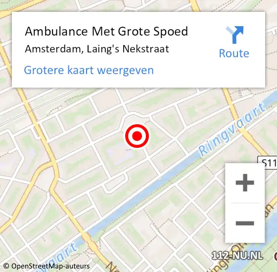 Locatie op kaart van de 112 melding: Ambulance Met Grote Spoed Naar Amsterdam, Laing's Nekstraat op 9 maart 2020 01:05