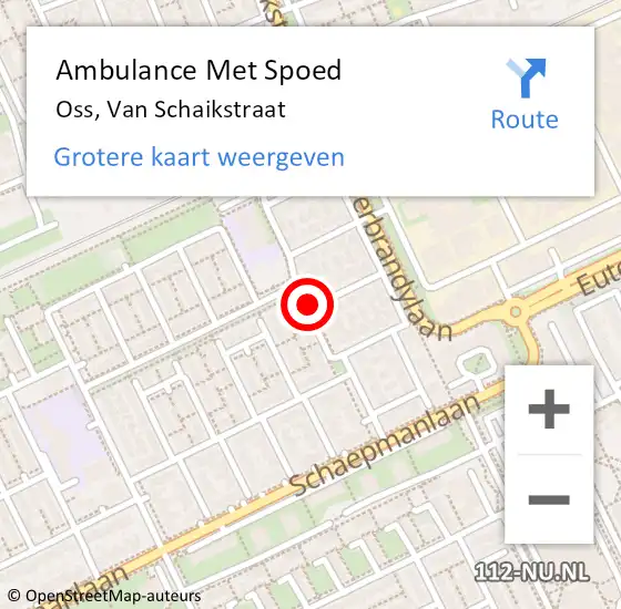 Locatie op kaart van de 112 melding: Ambulance Met Spoed Naar Oss, Van Schaikstraat op 9 maart 2020 22:55