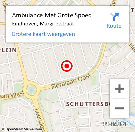 Locatie op kaart van de 112 melding: Ambulance Met Grote Spoed Naar Eindhoven, Margrietstraat op 10 maart 2020 00:19