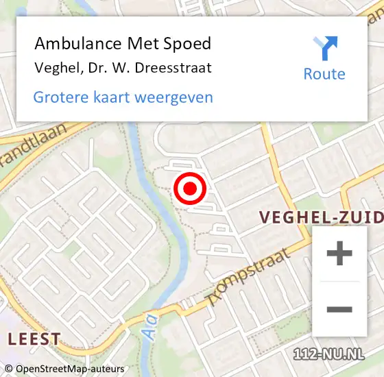 Locatie op kaart van de 112 melding: Ambulance Met Spoed Naar Veghel, Dr. W. Dreesstraat op 10 maart 2020 06:26