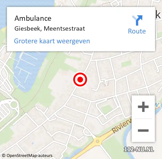 Locatie op kaart van de 112 melding: Ambulance Giesbeek, Meentsestraat op 10 maart 2020 07:18