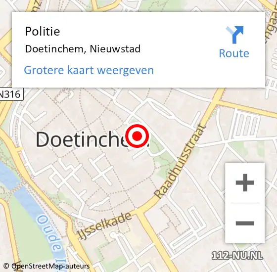 Locatie op kaart van de 112 melding: Politie Doetinchem, Nieuwstad op 10 maart 2020 07:42
