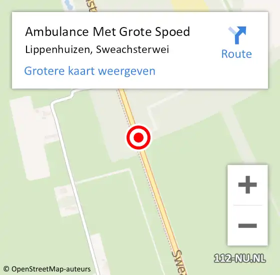 Locatie op kaart van de 112 melding: Ambulance Met Grote Spoed Naar Lippenhuizen, Sweachsterwei op 10 maart 2020 10:49