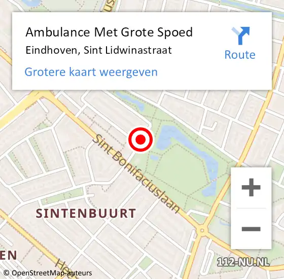 Locatie op kaart van de 112 melding: Ambulance Met Grote Spoed Naar Eindhoven, Sint Lidwinastraat op 10 maart 2020 11:57