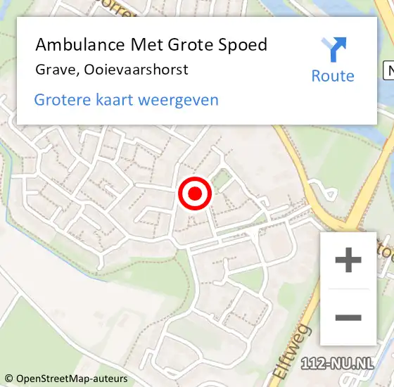 Locatie op kaart van de 112 melding: Ambulance Met Grote Spoed Naar Grave, Ooievaarshorst op 10 maart 2020 15:11
