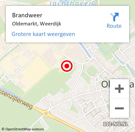 Locatie op kaart van de 112 melding: Brandweer Oldemarkt, Weerdijk op 30 april 2014 23:16