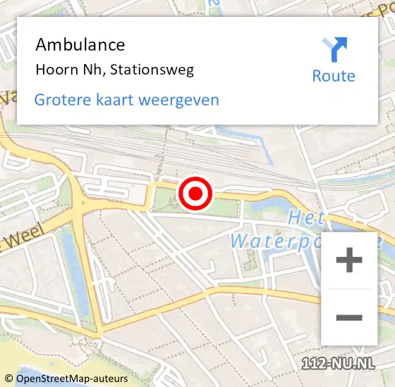 Locatie op kaart van de 112 melding: Ambulance Hoorn Nh, Stationsweg op 10 maart 2020 19:45