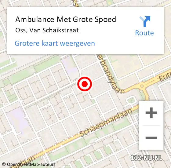 Locatie op kaart van de 112 melding: Ambulance Met Grote Spoed Naar Oss, Van Schaikstraat op 10 maart 2020 21:23