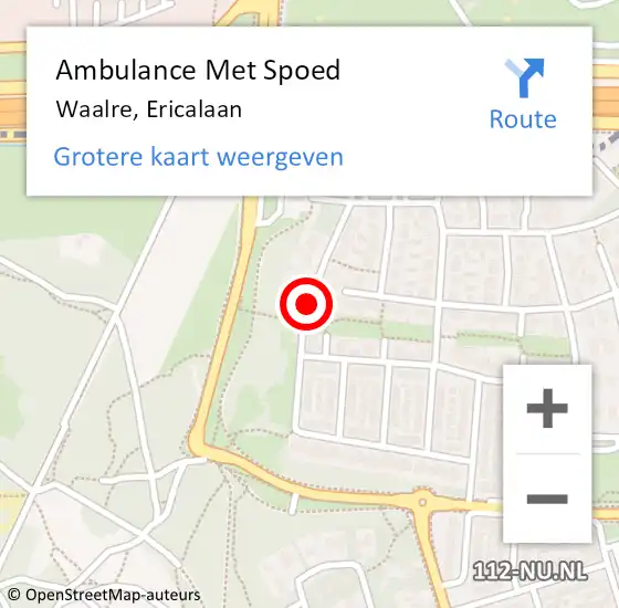 Locatie op kaart van de 112 melding: Ambulance Met Spoed Naar Waalre, Ericalaan op 11 maart 2020 06:09