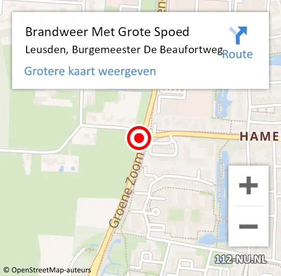Locatie op kaart van de 112 melding: Brandweer Met Grote Spoed Naar Leusden, Burgemeester d. Beaufortweg op 11 maart 2020 08:37