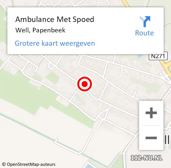 Locatie op kaart van de 112 melding: Ambulance Met Spoed Naar Well, Papenbeek op 11 maart 2020 18:11