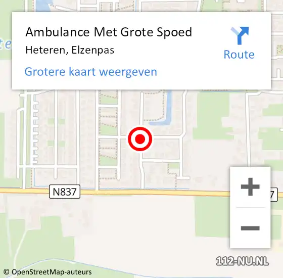 Locatie op kaart van de 112 melding: Ambulance Met Grote Spoed Naar Heteren, Elzenpas op 11 maart 2020 19:28