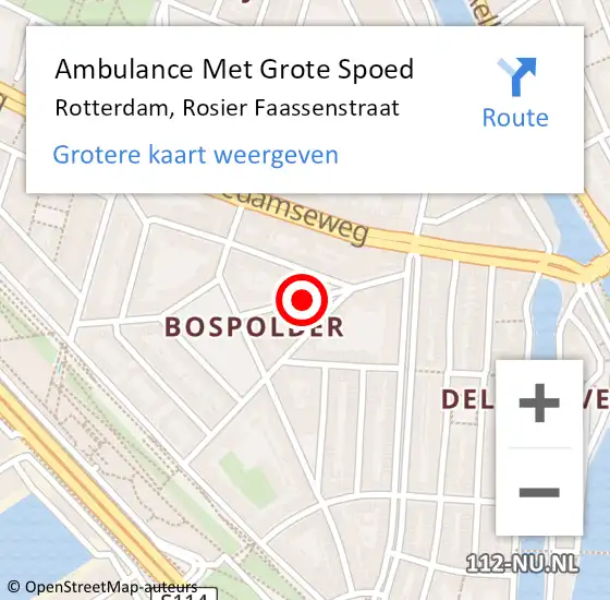 Locatie op kaart van de 112 melding: Ambulance Met Grote Spoed Naar Rotterdam, Rosier Faassenstraat op 12 maart 2020 10:05