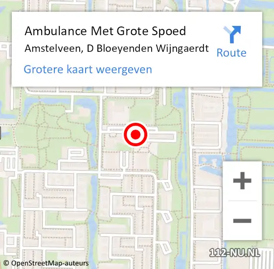 Locatie op kaart van de 112 melding: Ambulance Met Grote Spoed Naar Amstelveen, D Bloeyenden Wijngaerdt op 12 maart 2020 10:34