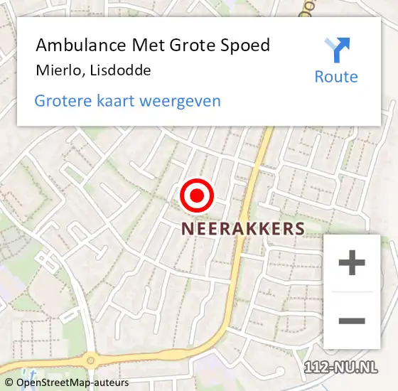 Locatie op kaart van de 112 melding: Ambulance Met Grote Spoed Naar Mierlo, Lisdodde op 12 maart 2020 14:38